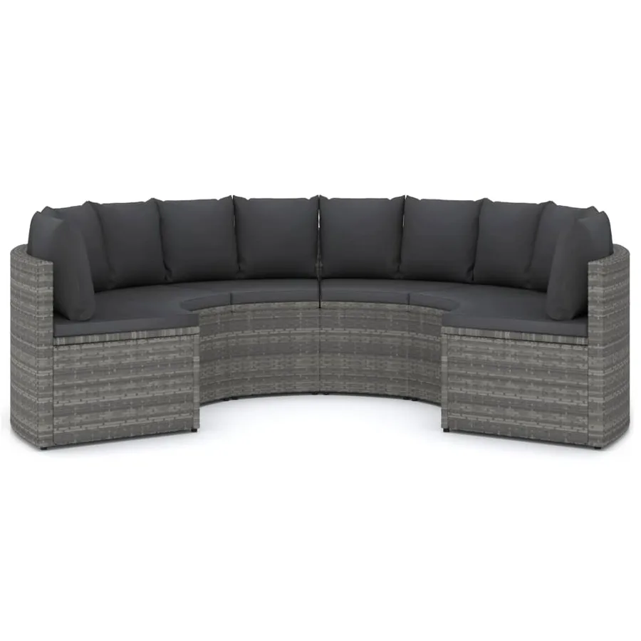 Salon de jardin 6 pcs avec coussins Résine tressée Gris - 3