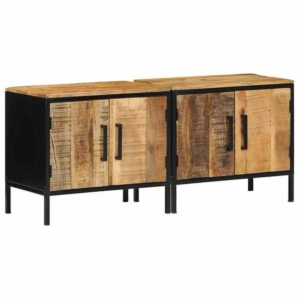 Cabinet de chevet 2 pcs Marron et Noir 50 x 30 x 45 cm