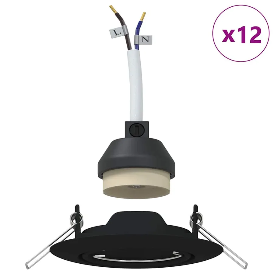 Projecteur 12 pcs Noir 9 x 9 x 2,5 cm Métal - 4
