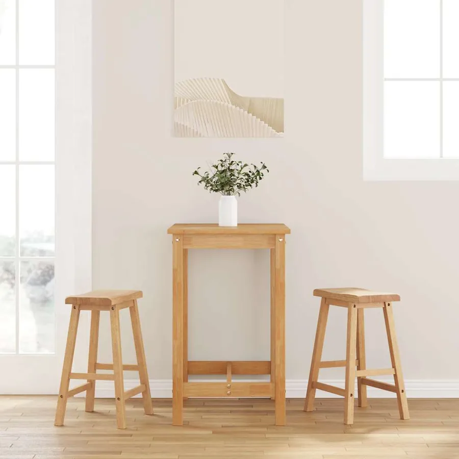 Tabourets de bar (lot de 2) en bois massif naturel et caoutchouc
