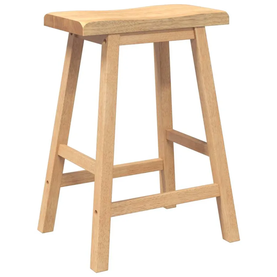 Tabourets de bar (lot de 2) en bois massif naturel et caoutchouc - 7