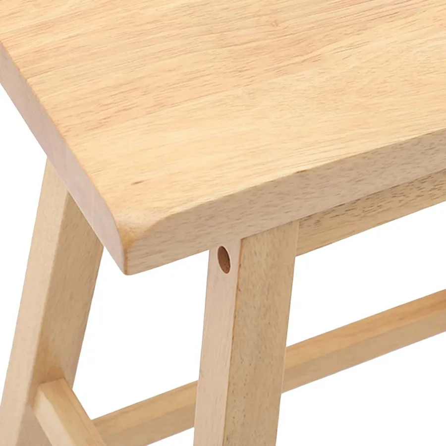 Tabourets de bar (lot de 2) en bois massif naturel et caoutchouc - 8