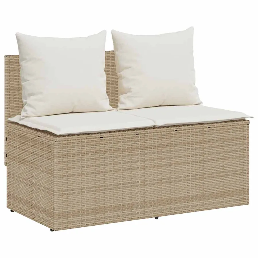 Ensemble de salle à manger de jardin 3 pcs avec coussins beige résine tressée - 4