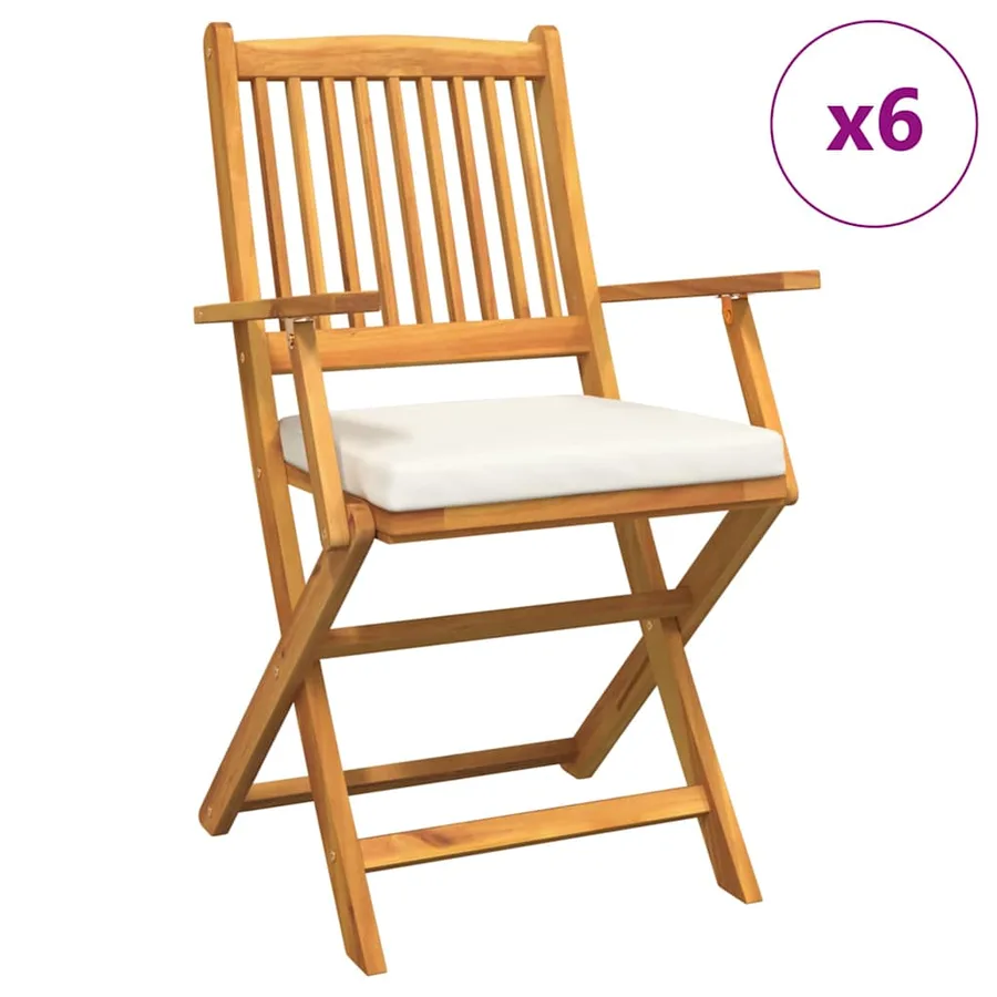 Chaise pliante avec coussin 6 pcs Blanc 49 x 57.5 x 92cm - 2