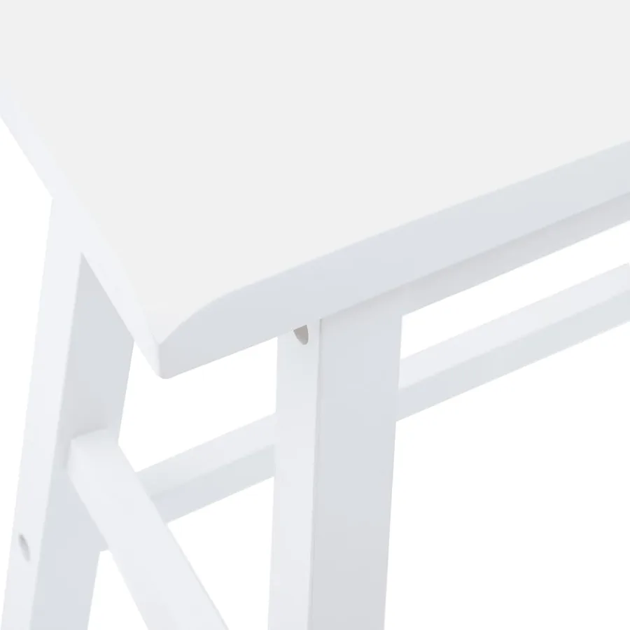 Tabourets de bar (lot de 2) en bois massif blanc et caoutchouc - 8