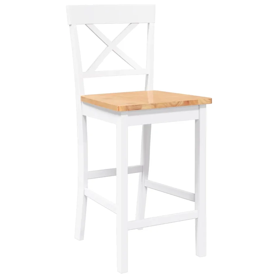 Tabourets de bar (lot de 2) en bois massif blanc et caoutchouc - 4