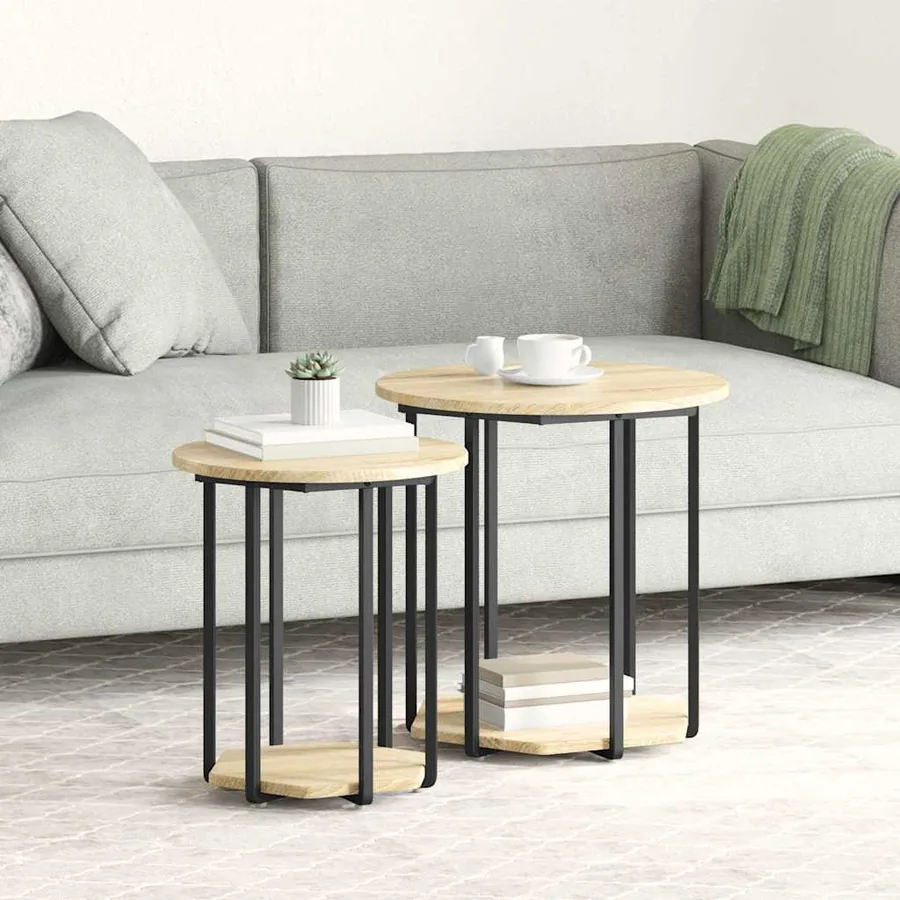 Ensemble de tables d'appoint avec étagère 2 pcs Marron