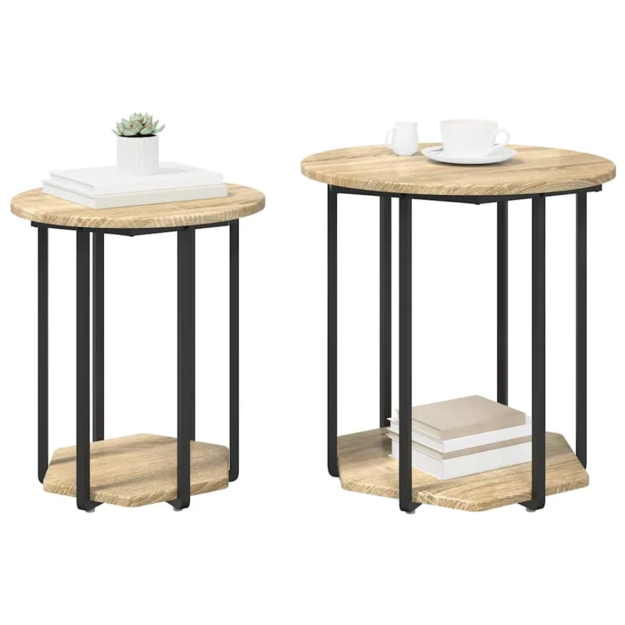 Ensemble de tables d'appoint avec étagère 2 pcs Marron - 3