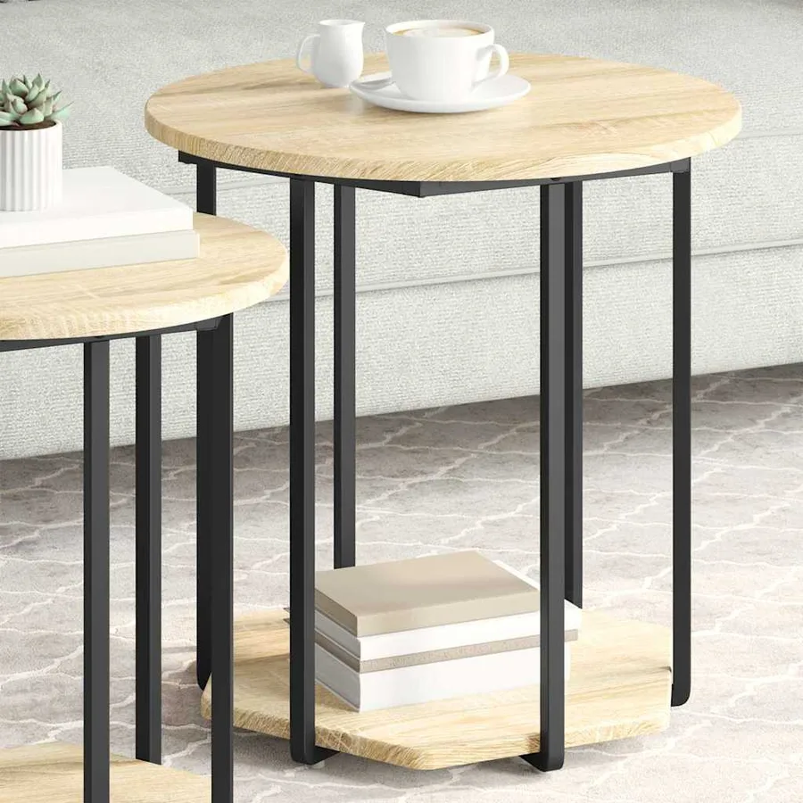 Ensemble de tables d'appoint avec étagère 2 pcs Marron - 4