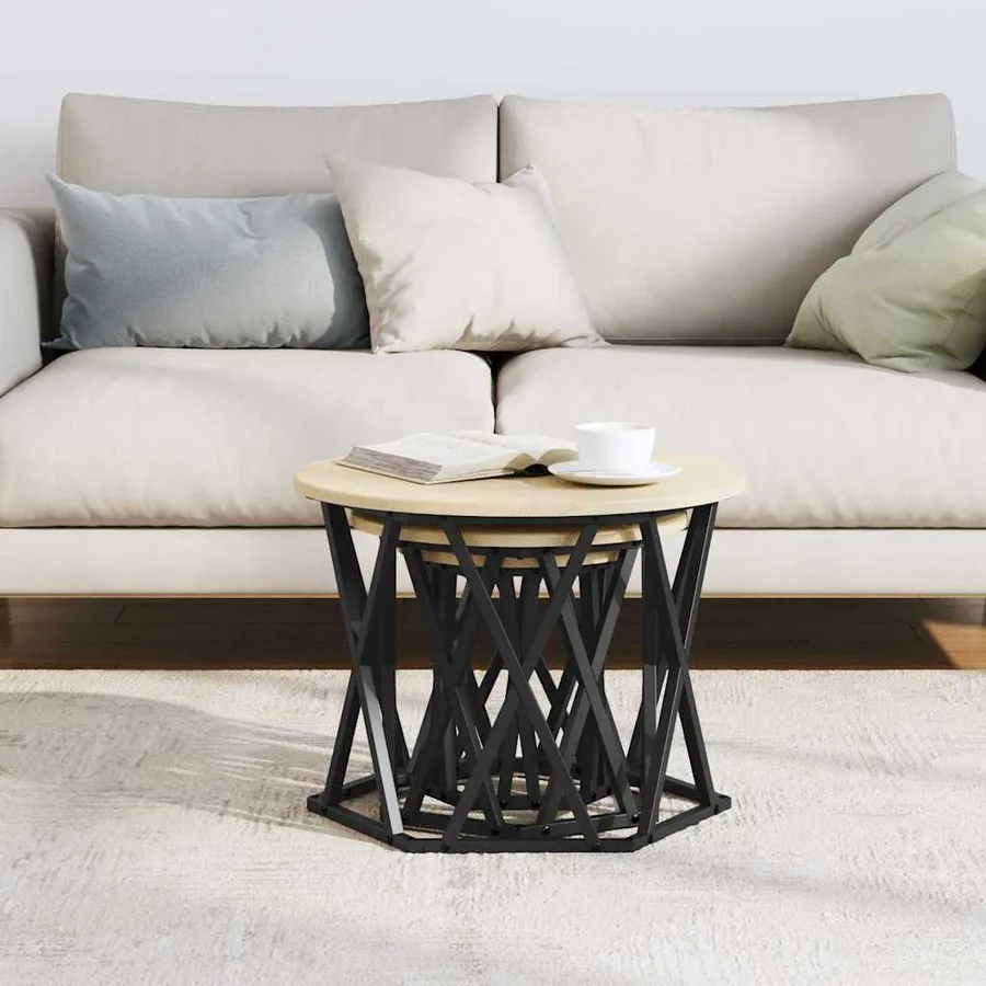 Table d'appoint empilable 3 pcs Chêne Sonoma - 4