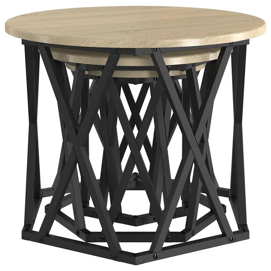 Table d'appoint empilable 3 pcs Chêne Sonoma - 5