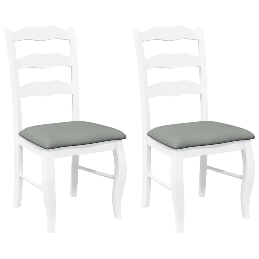 Chaises de salle à manger avec coussins (2 pcs) bois massif blanc caoutchouc - 2
