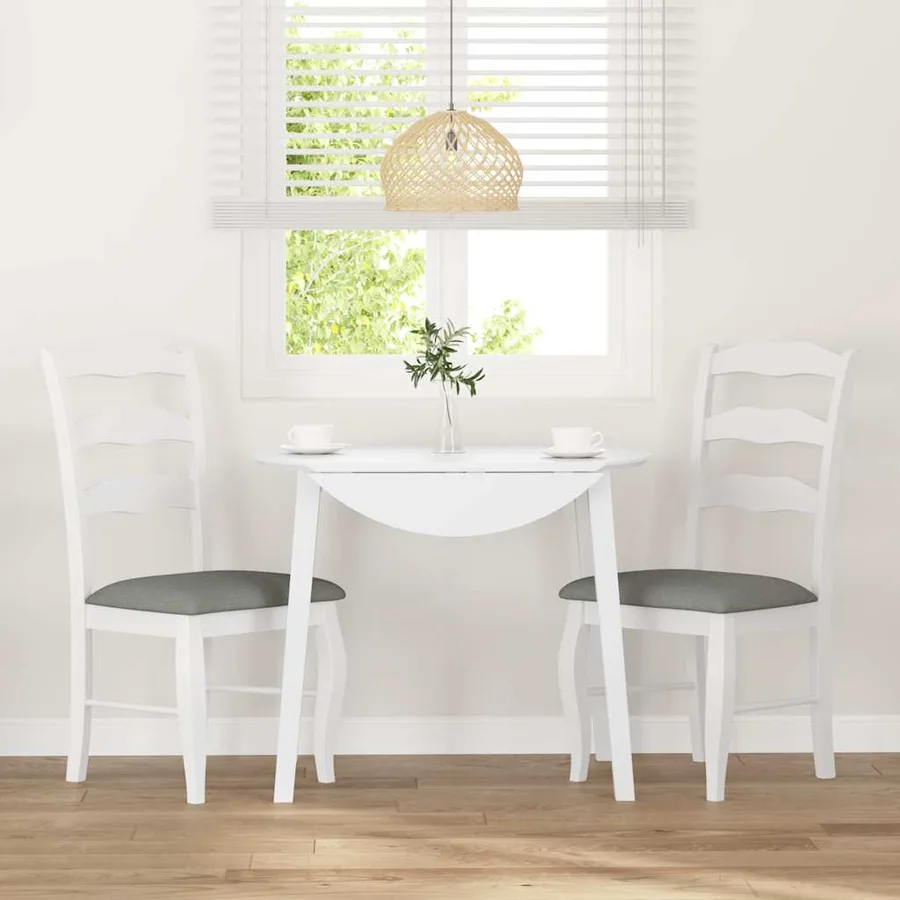 Chaises de salle à manger avec coussins (2 pcs) bois massif blanc caoutchouc - 3