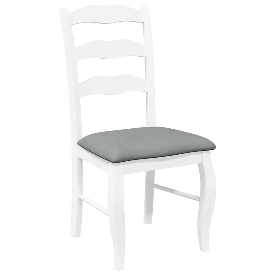 Chaises de salle à manger avec coussins (2 pcs) bois massif blanc caoutchouc - 4
