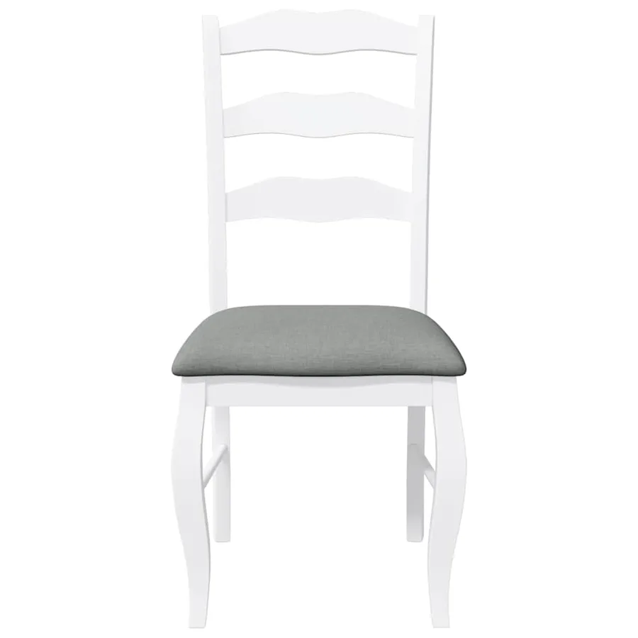 Chaises de salle à manger avec coussins (2 pcs) bois massif blanc caoutchouc - 5
