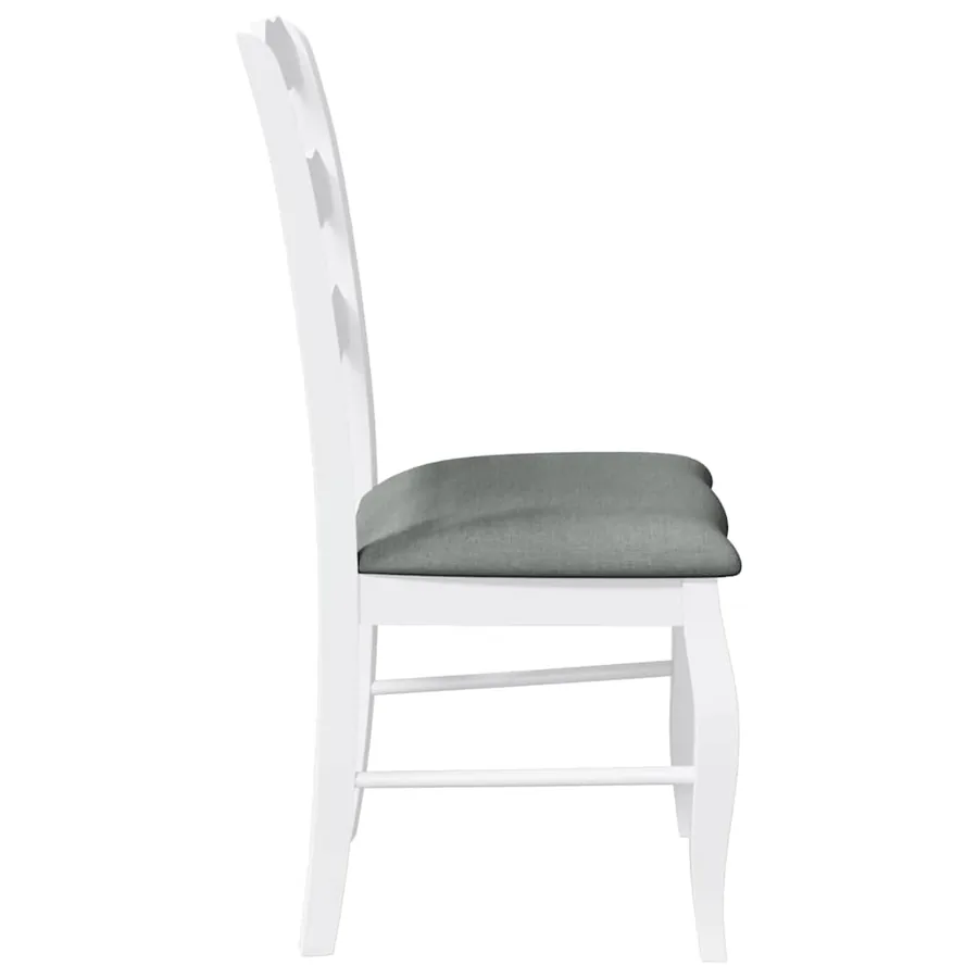 Chaises de salle à manger avec coussins (2 pcs) bois massif blanc caoutchouc - 6