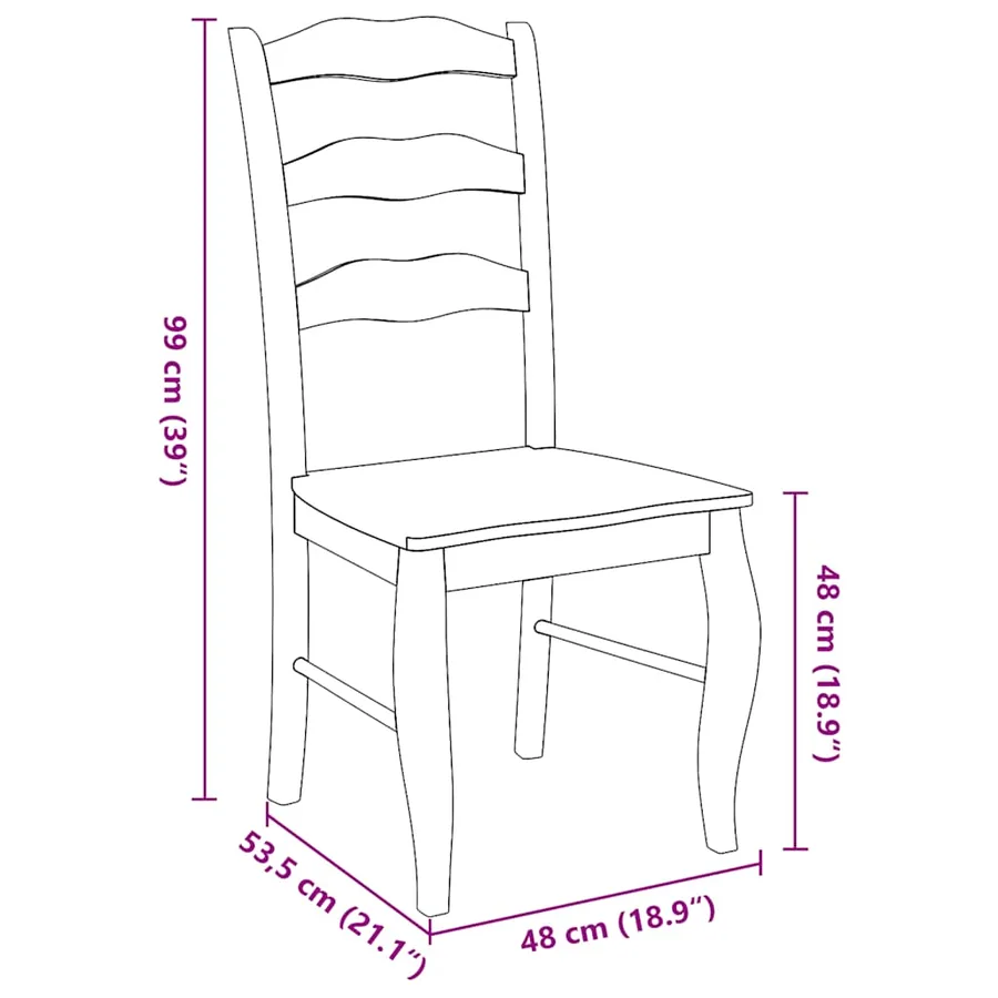 Chaises de salle à manger (lot de 2) en bois massif blanc et caoutchouc - 10