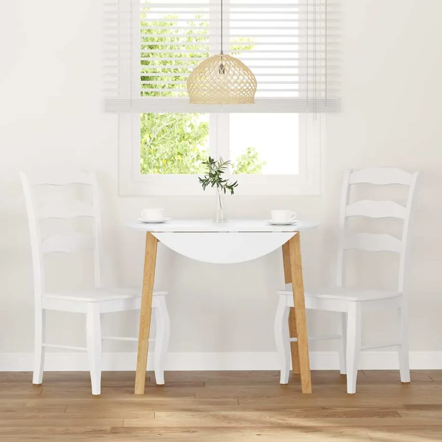 Chaises de salle à manger (lot de 2) en bois massif blanc et caoutchouc - 3