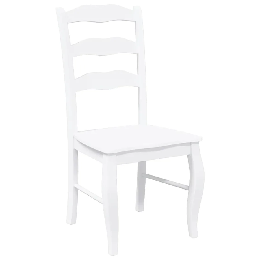 Chaises de salle à manger (lot de 2) en bois massif blanc et caoutchouc - 4
