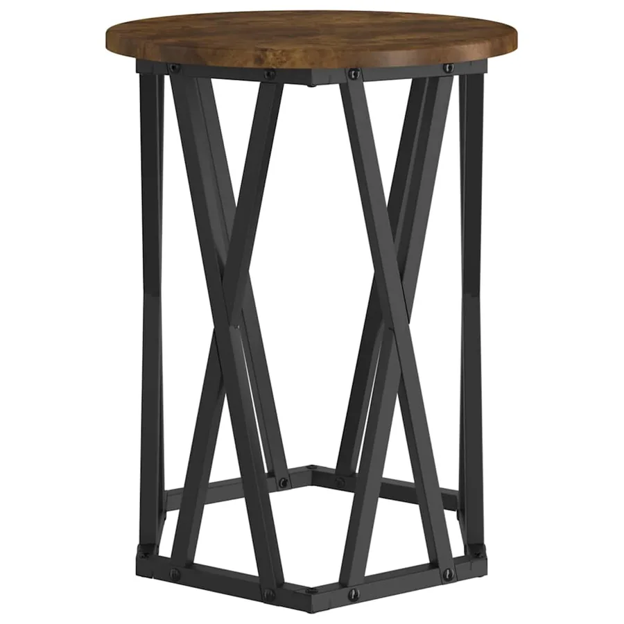 Table basse 2 pcs Chêne fumé Bois d'ingénierie et acier - 7