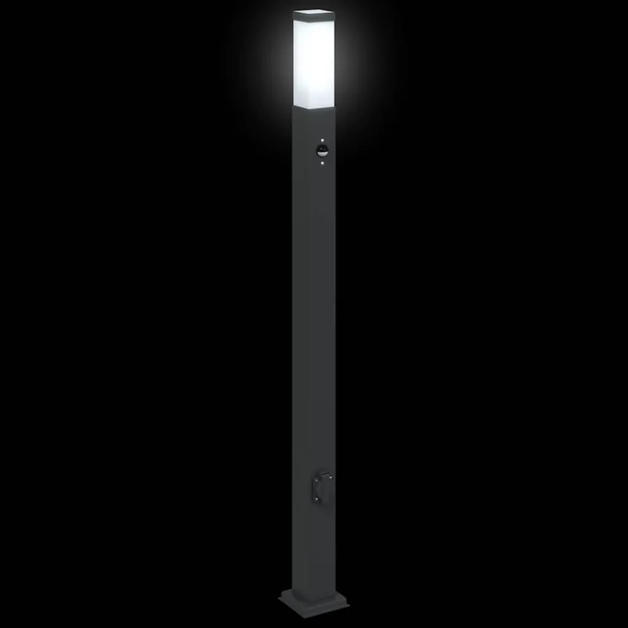 Bornes lumineuses avec détecteur et prise lot de 3 110 cm noir IP44 - 5