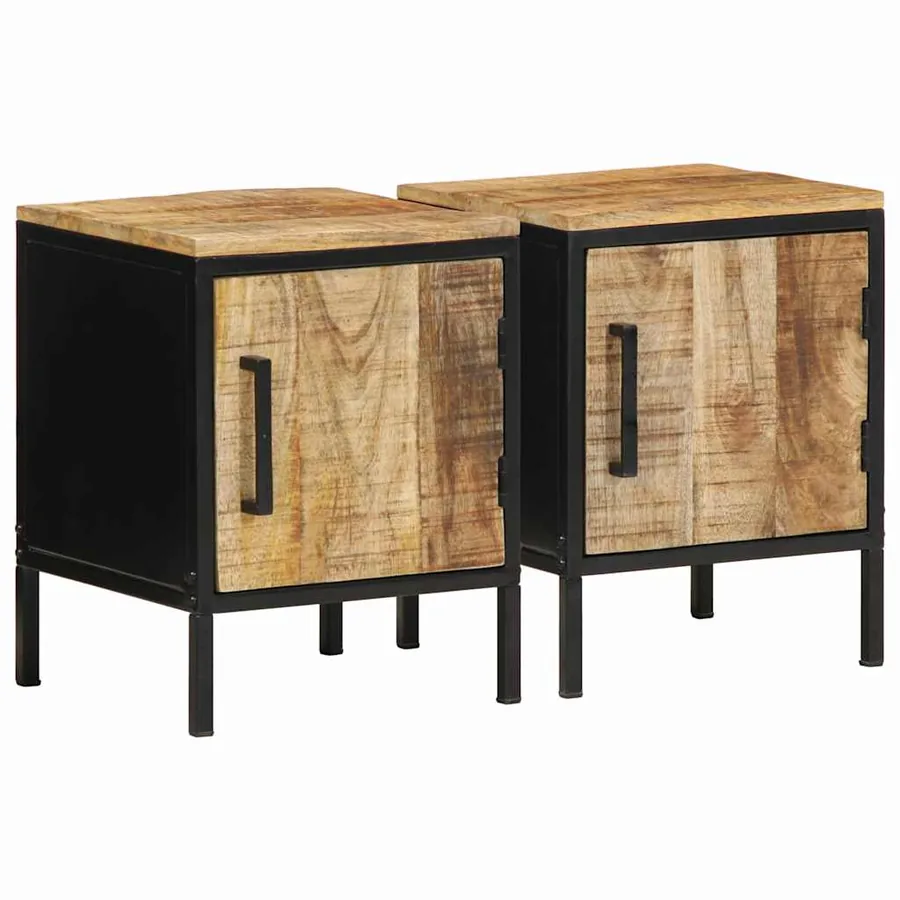 Cabinet de chevet 2 pcs Marron et Noir 30 x 30 x 40 cm