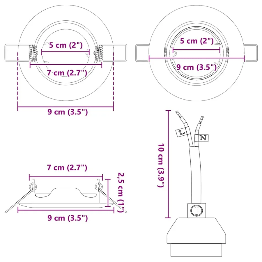 Projecteur 12 pcs Argenté 9 x 9 x 2,5 cm Métal - 13