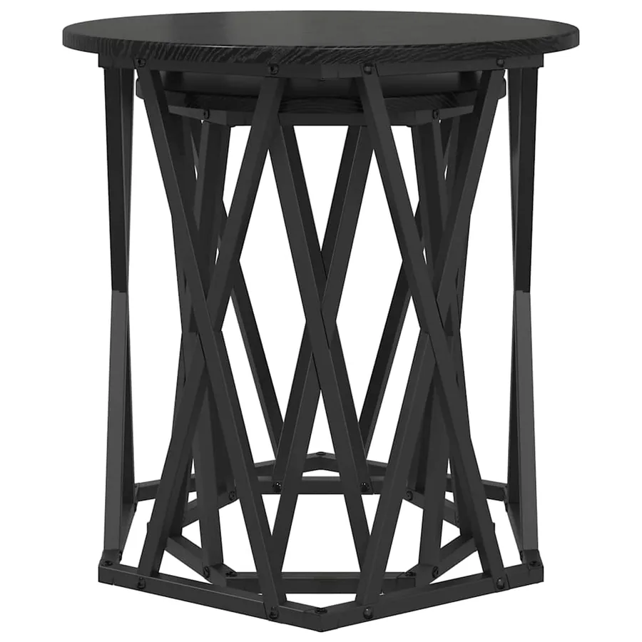 Table basse 2 pcs Chêne noir Bois d'ingénierie et acier - 5