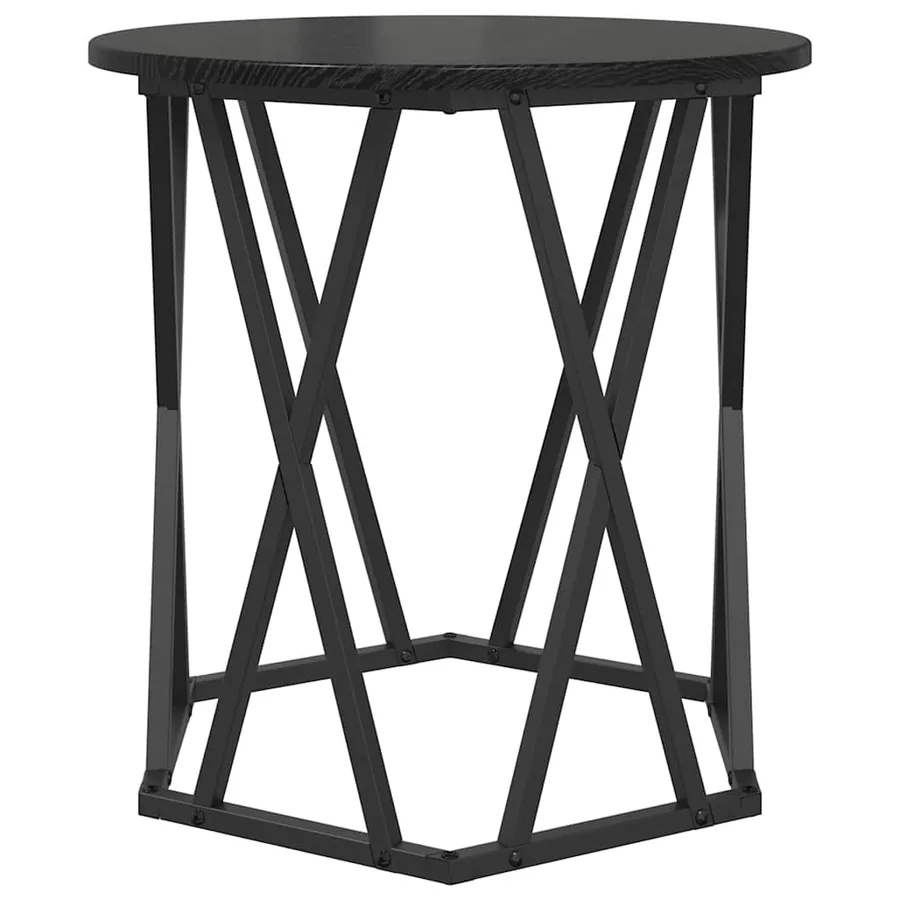 Table basse 2 pcs Chêne noir Bois d'ingénierie et acier - 6
