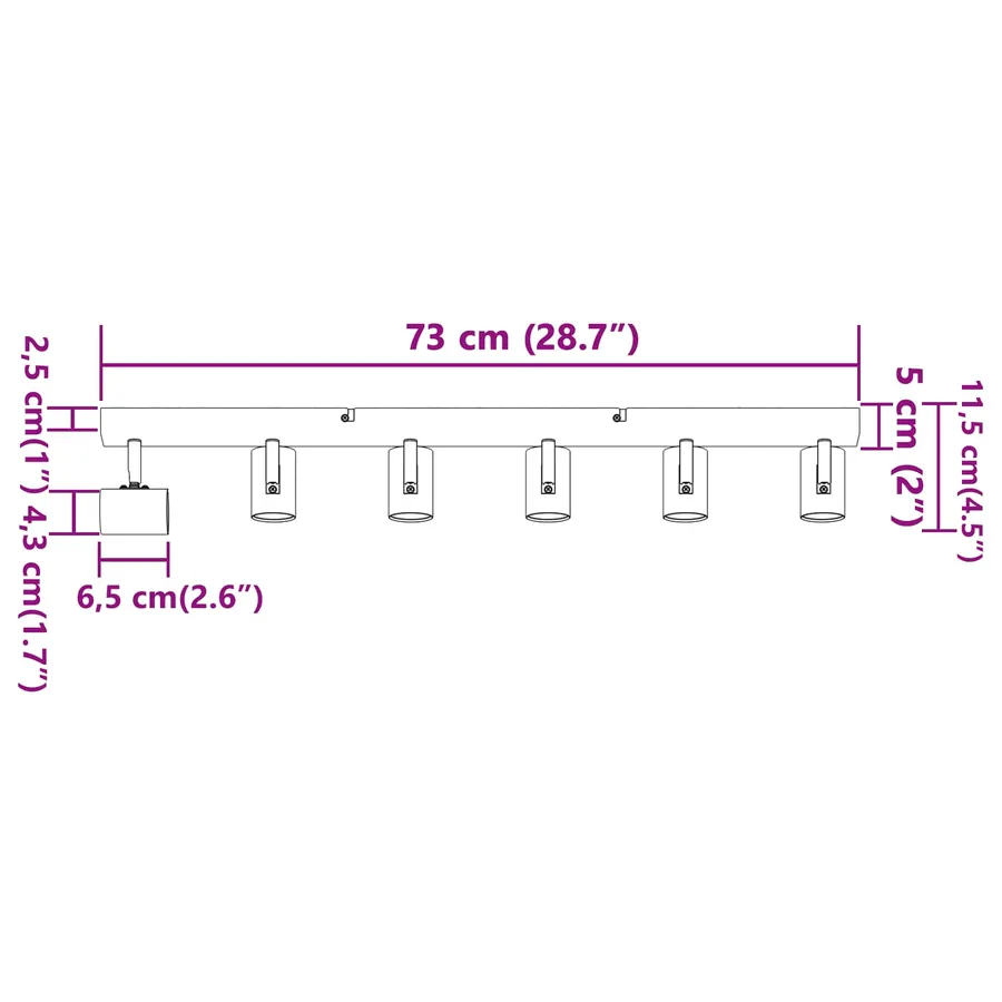 Spot de plafond Nickel 73 x 6,5 x 11,5 cm Métal - 14
