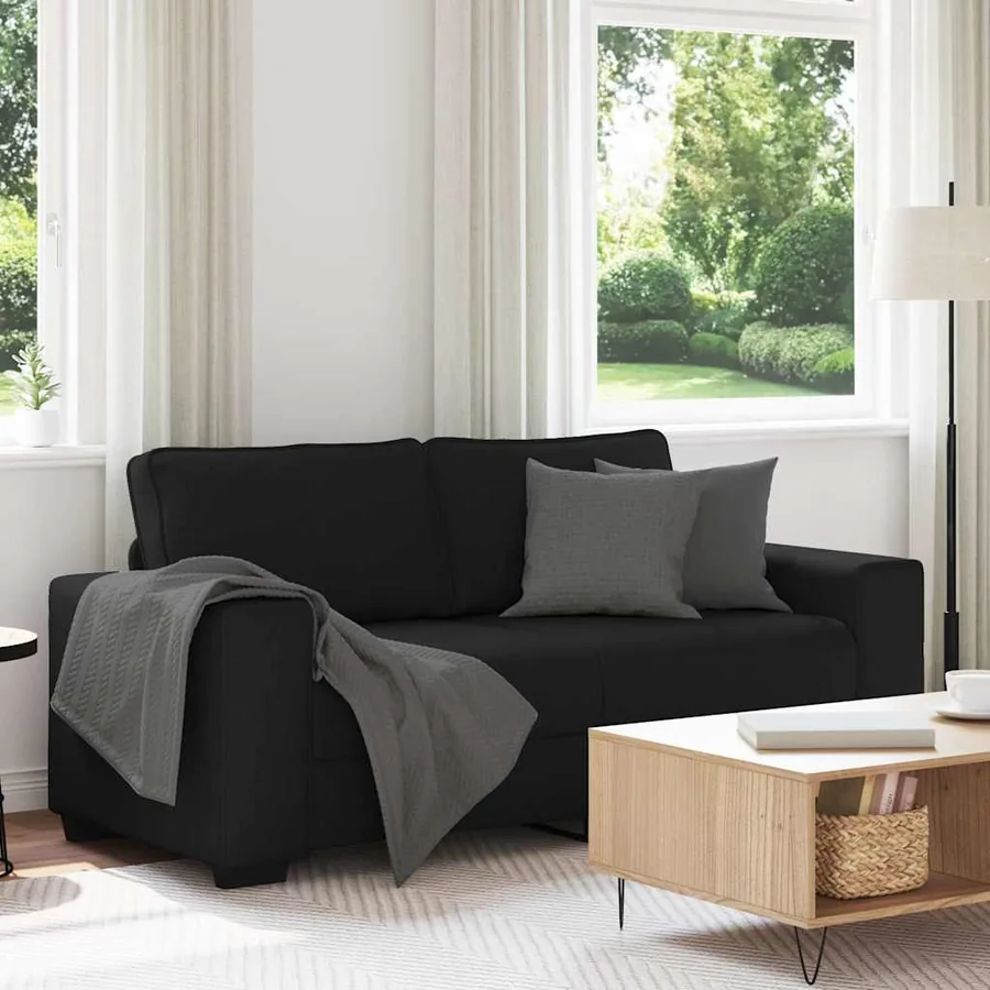 Canapé à 2 places noir 180x77x82 cm tissu