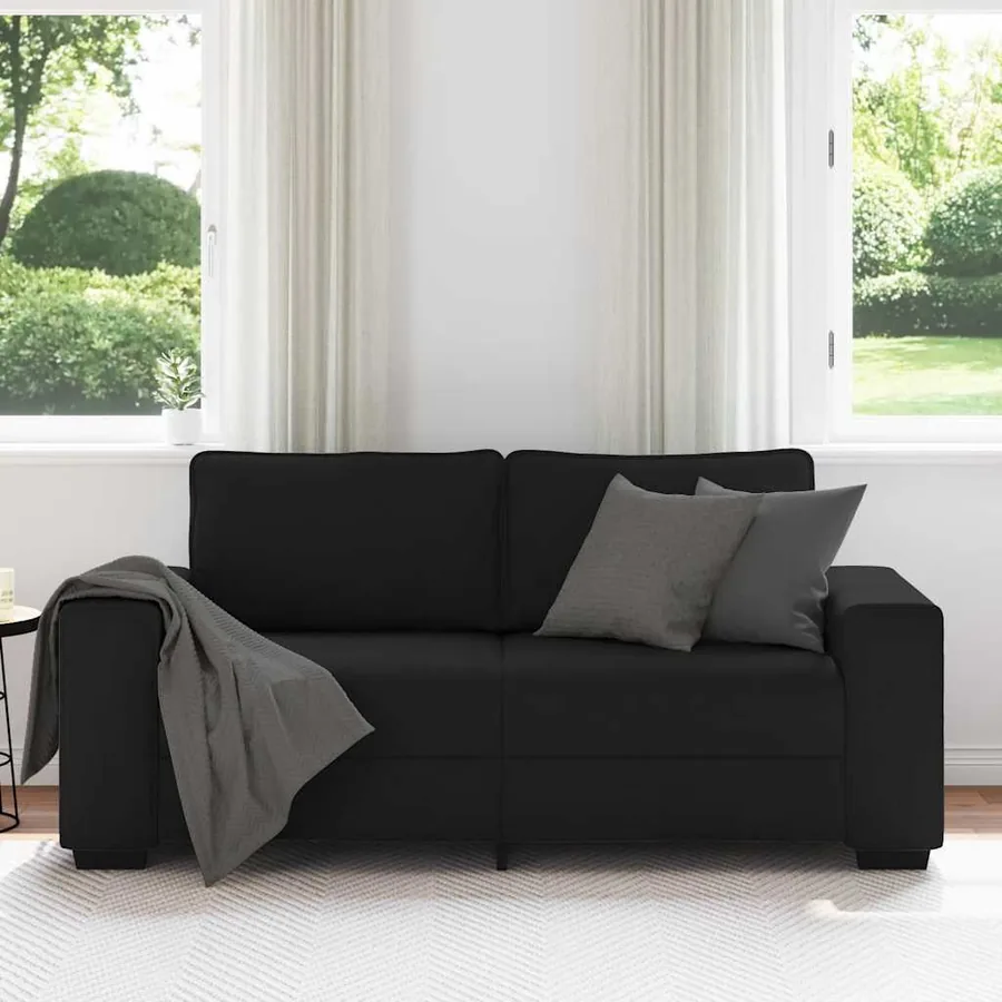 Canapé à 2 places noir 180x77x82 cm tissu - 3