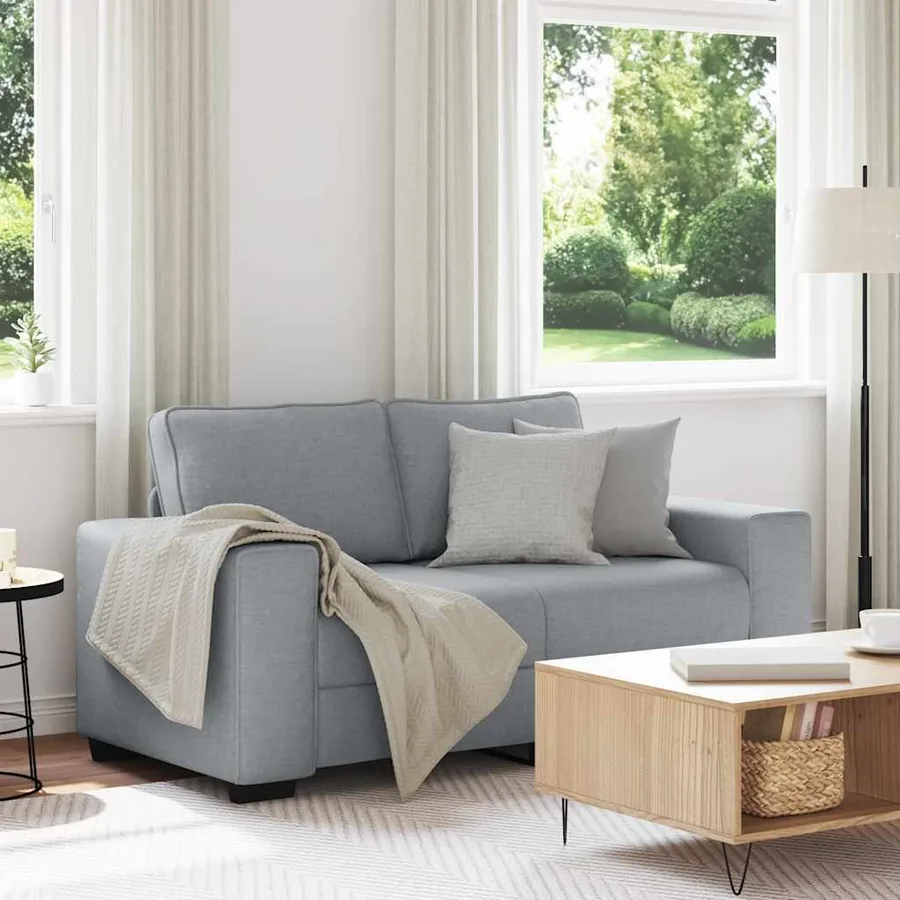Canapé à 2 places gris clair 160x77x82 cm tissu