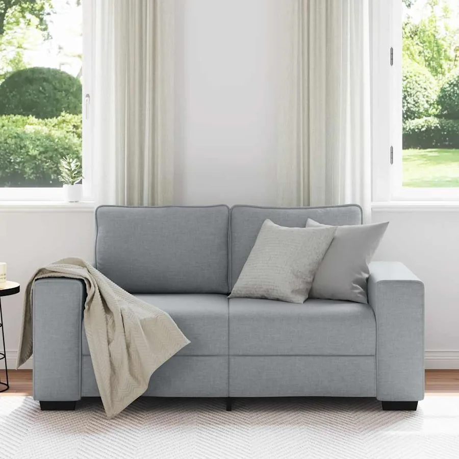 Canapé à 2 places gris clair 160x77x82 cm tissu - 3