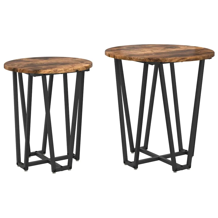 Ensemble de tables d'appoint 2 pcs Chêne fumé et noir - 2