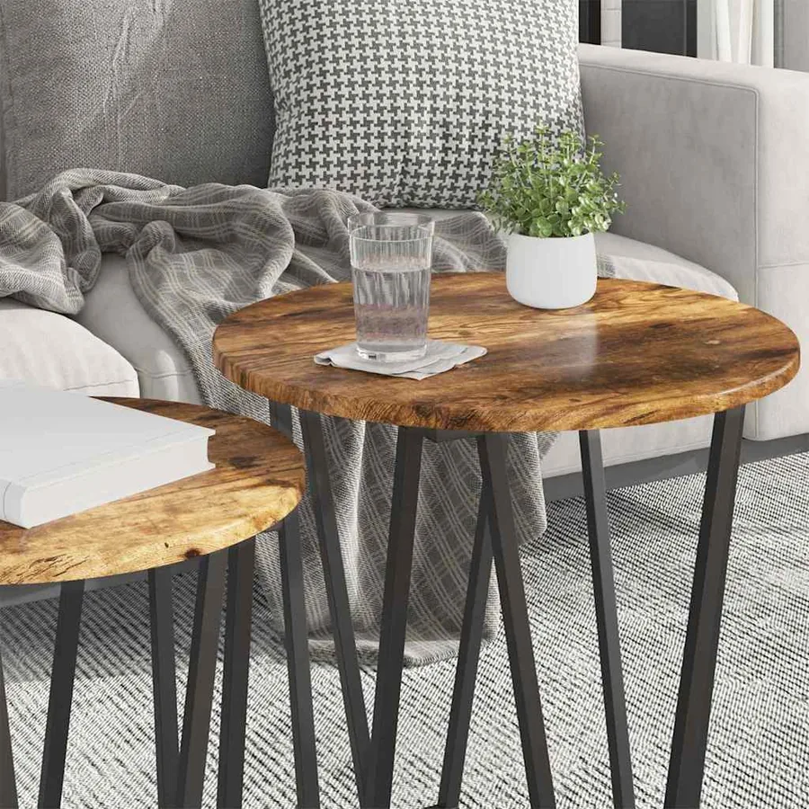 Ensemble de tables d'appoint 2 pcs Chêne fumé et noir - 4