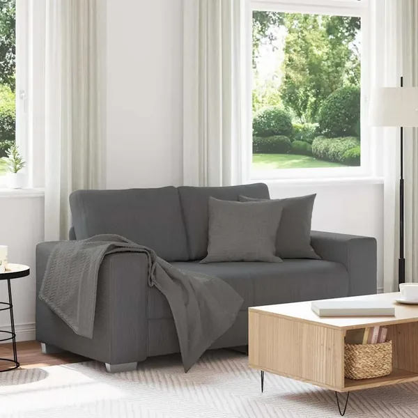 Canapé causeuse gris foncé 160x77x82 cm tissu velours côtelé