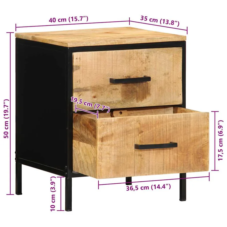 Cabinet de chevet avec tiroir Marron et Noir 40 x 35 x 50 cm - 13