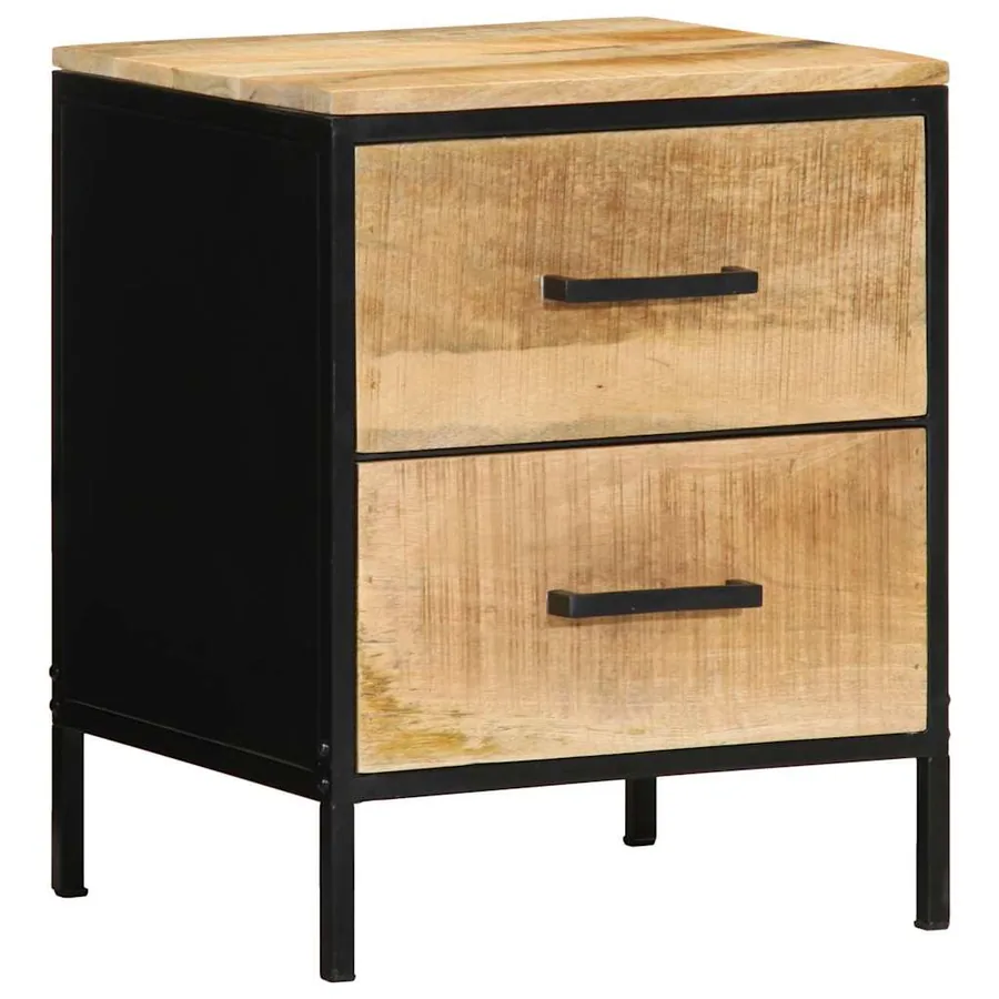 Cabinet de chevet avec tiroir Marron et Noir 40 x 35 x 50 cm - 2