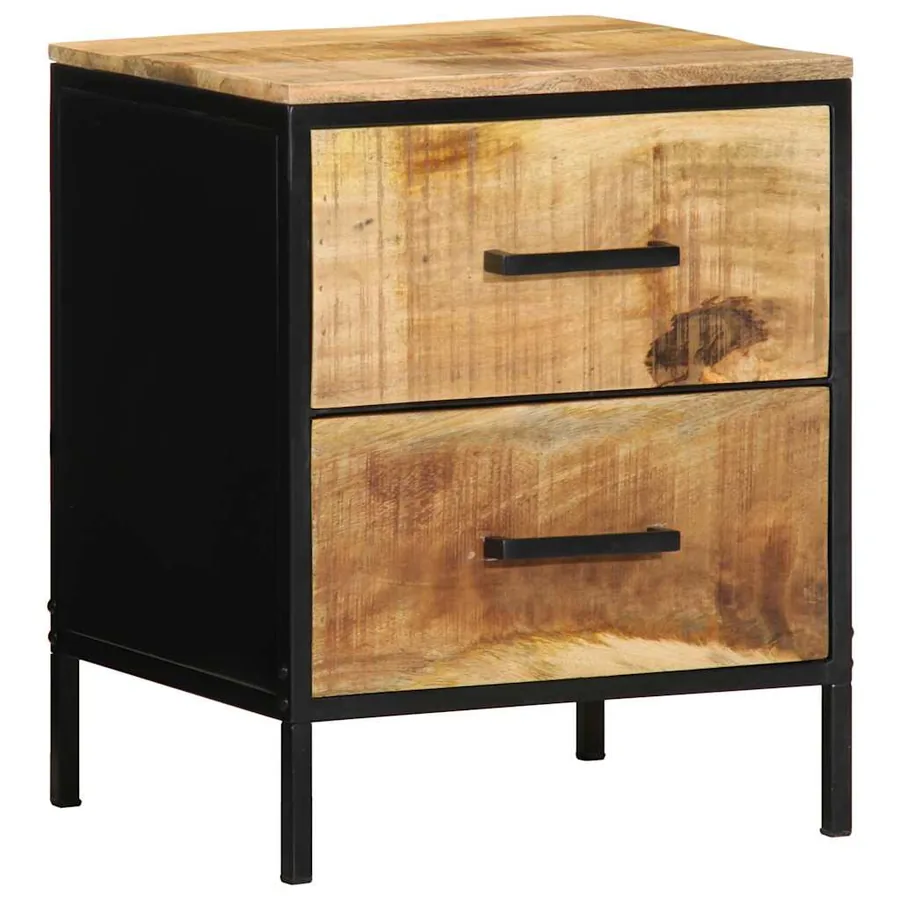 Cabinet de chevet avec tiroir Marron et Noir 40 x 35 x 50 cm - 3