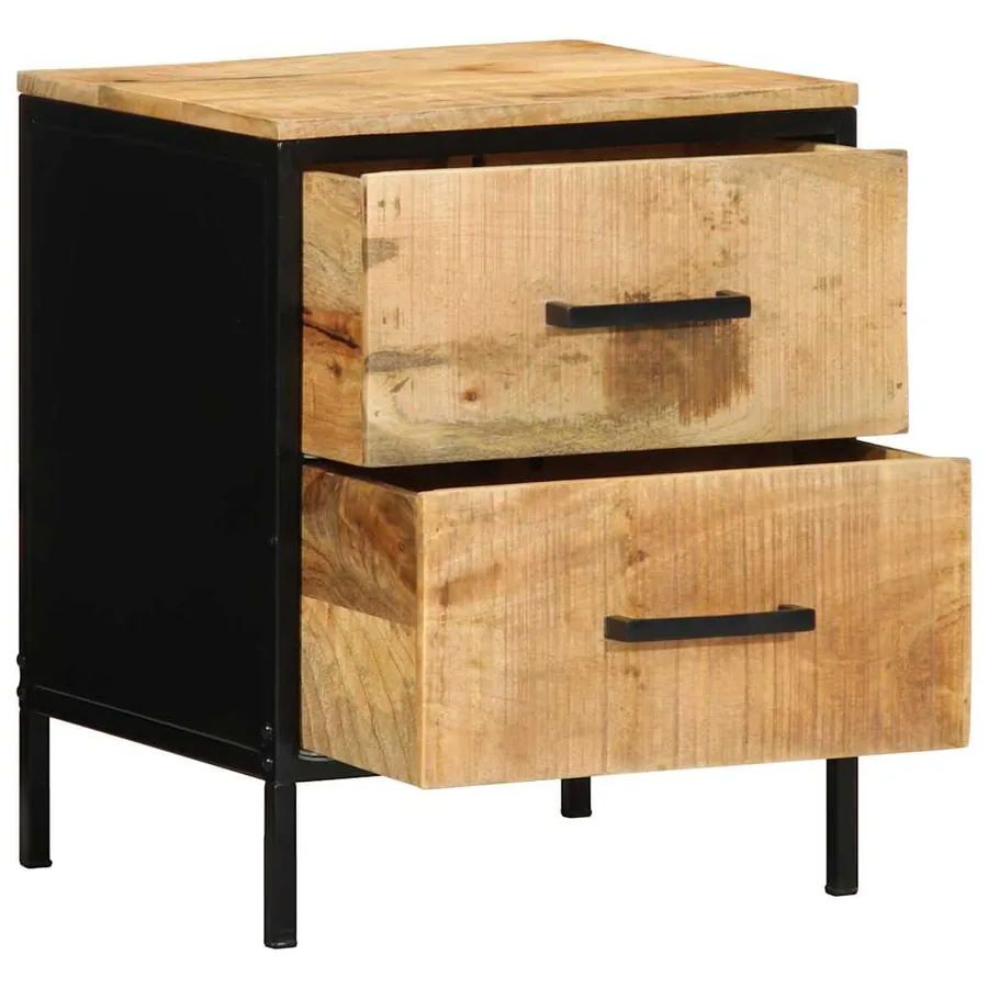 Cabinet de chevet avec tiroir Marron et Noir 40 x 35 x 50 cm - 4
