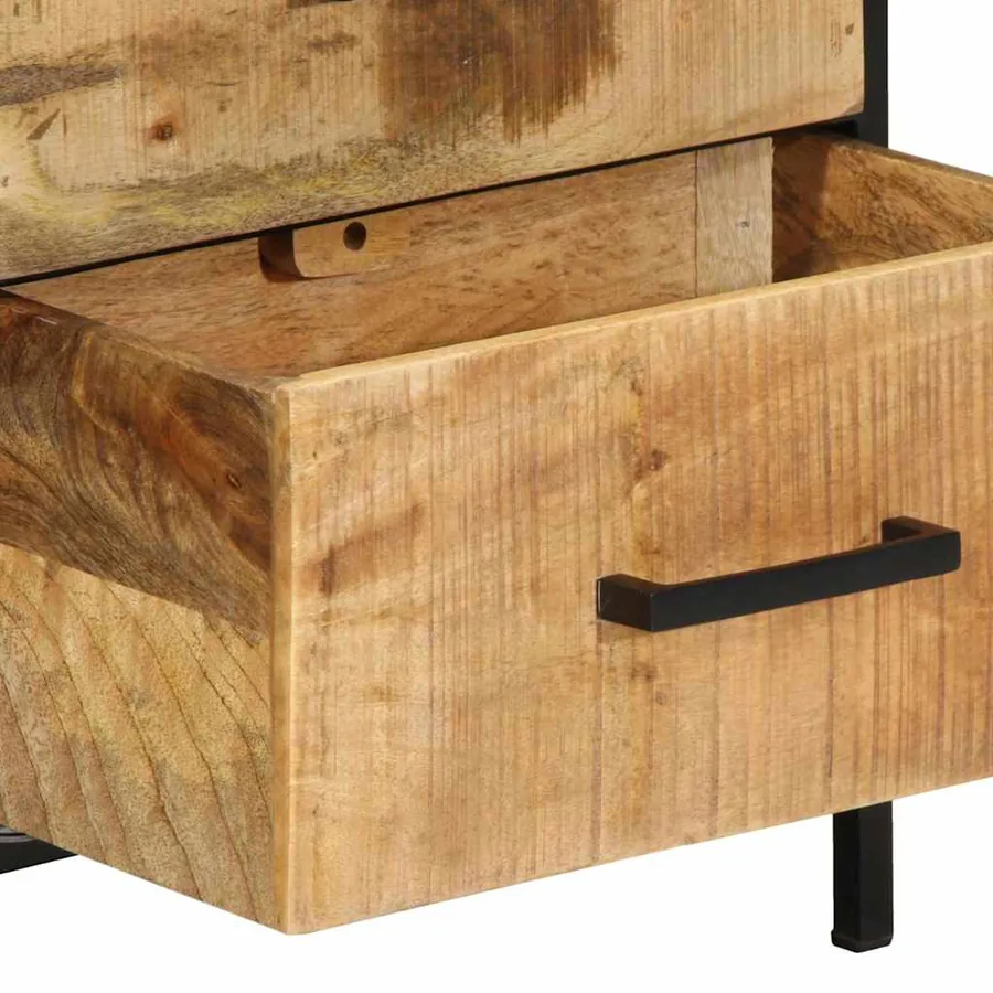 Cabinet de chevet avec tiroir Marron et Noir 40 x 35 x 50 cm - 9