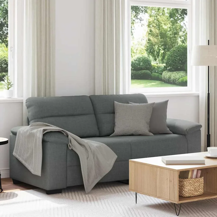 Canapé à 2 places gris foncé 180x81x84 cm tissu