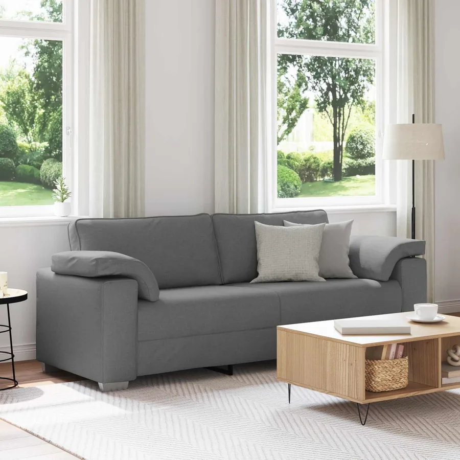 Sofa 3 places Gris foncé 220 cm tissu
