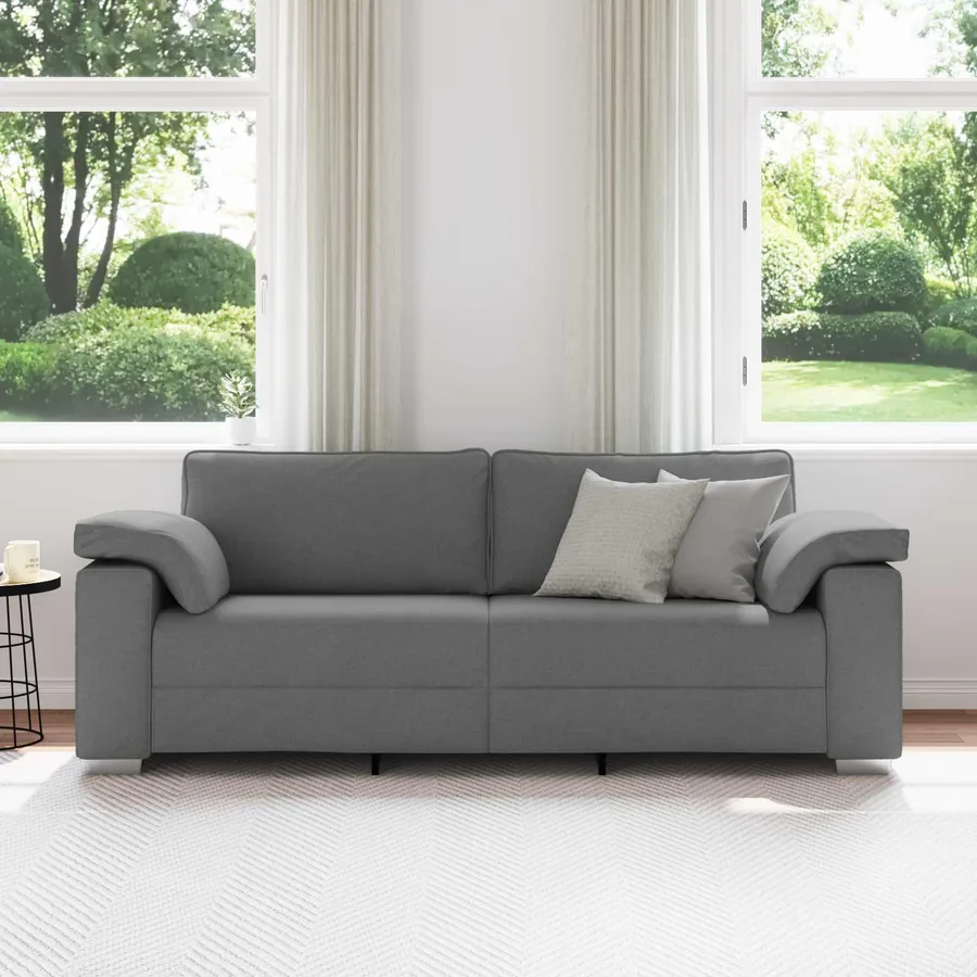 Sofa 3 places Gris foncé 220 cm tissu - 3