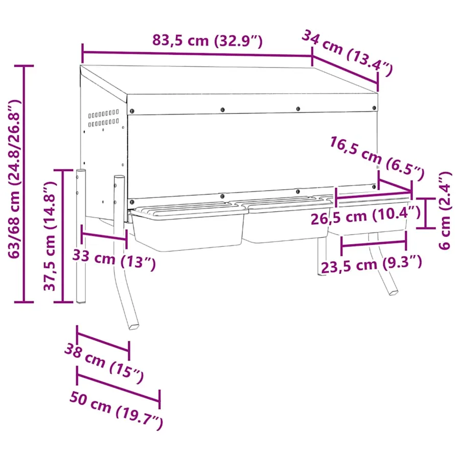 Nichoir à poules3 compartiments avec pieds en acier galvanisé - 9
