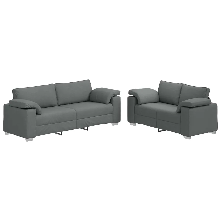 Canapé 2 pcs Gris foncé 219 x 80 x 82 cm tissu - 2