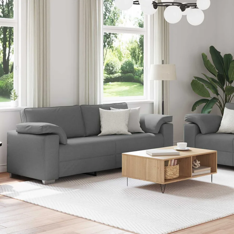 Canapé 2 pcs Gris foncé 219 x 80 x 82 cm tissu - 3