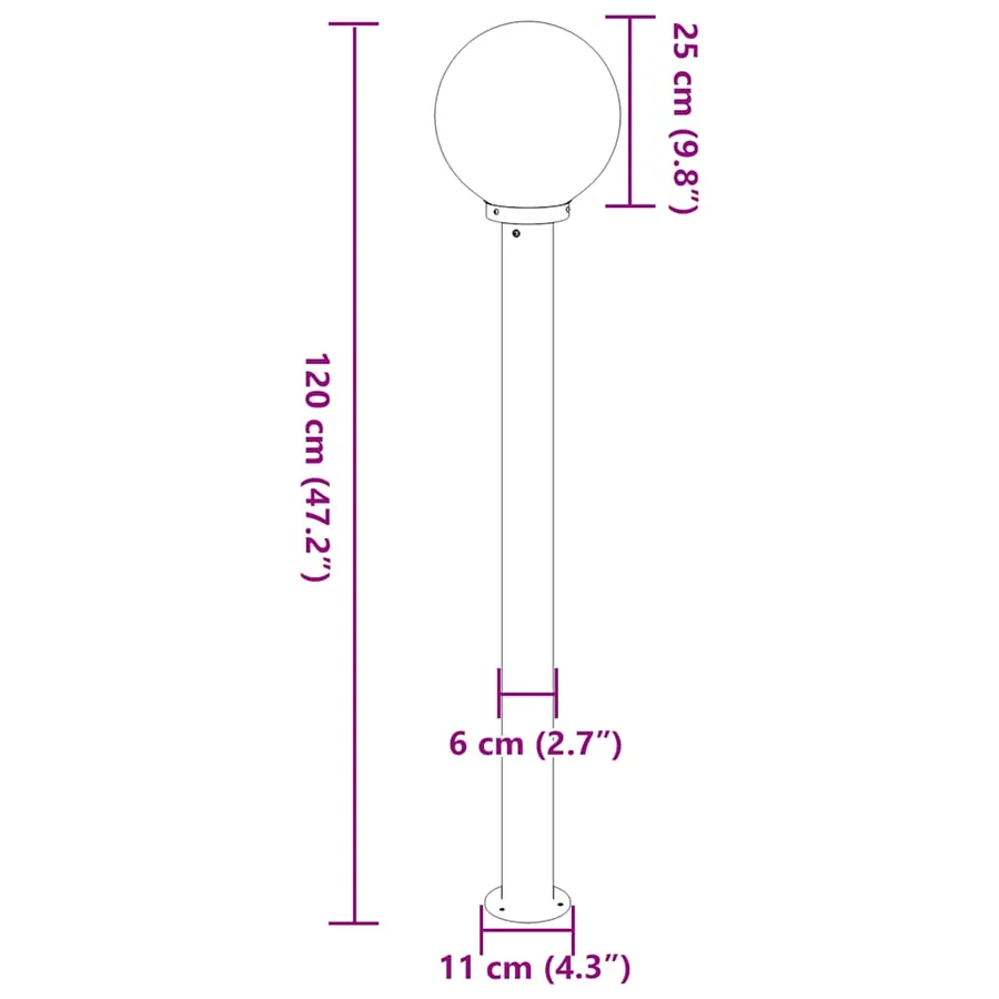 Borne lumineuse 120 cm noire IP44 - 9