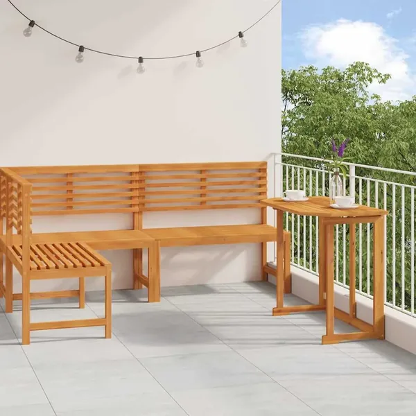 Ensemble de banc de jardin 3 pcs Marron Bois d'Acacia Massif